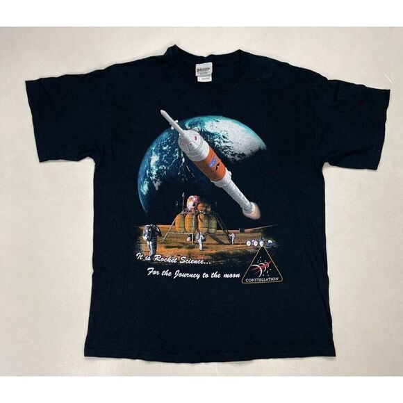 Kennedy Space Center Journey To The Moon Graphic T-shirt Men Large Black - Picture 1 of 5